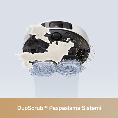 DuoScrub™ Paspaslama Sistemiyle Sıvı ve Katı Kirleri Derinlemesine Temizleyen Robot Süpürge