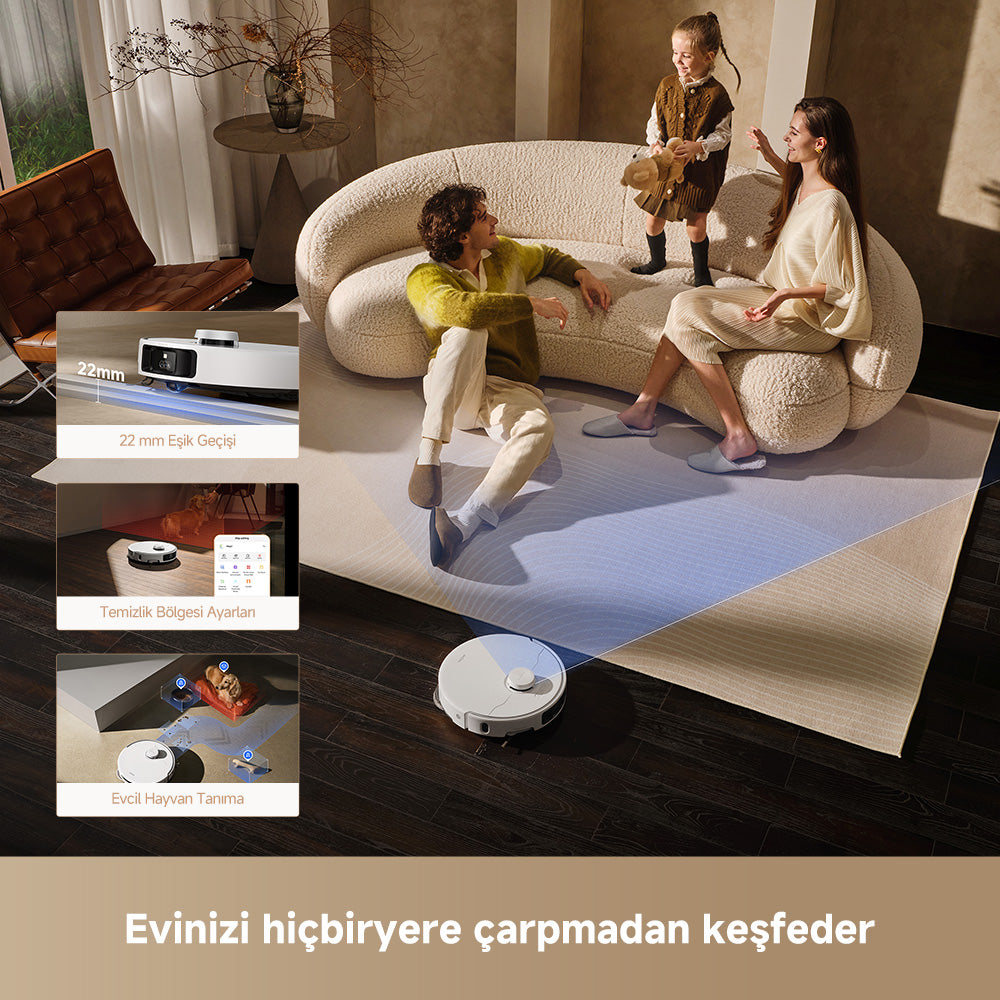 MOVA akıllı süpürge, evinizi hassas sensörlerle çarpmadan keşfeder.