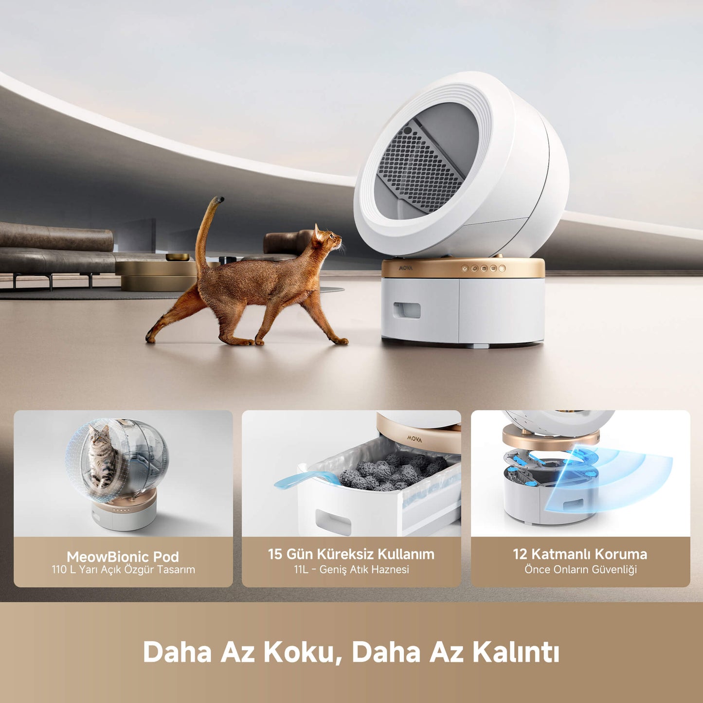 MOVA MeowgicPod LR10 Prime kullanan kedi.