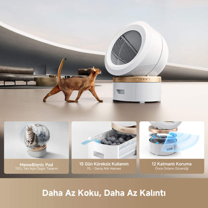 MOVA MeowgicPod LR10 Prime kullanan kedi.