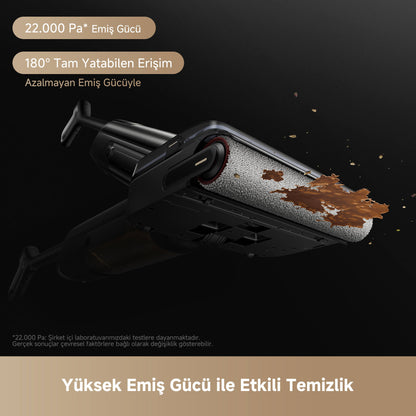 MOVA M50 22.000 Pa güçlü emiş ile halı ve sert zeminlerde derinlemesine temizlik sağlar.