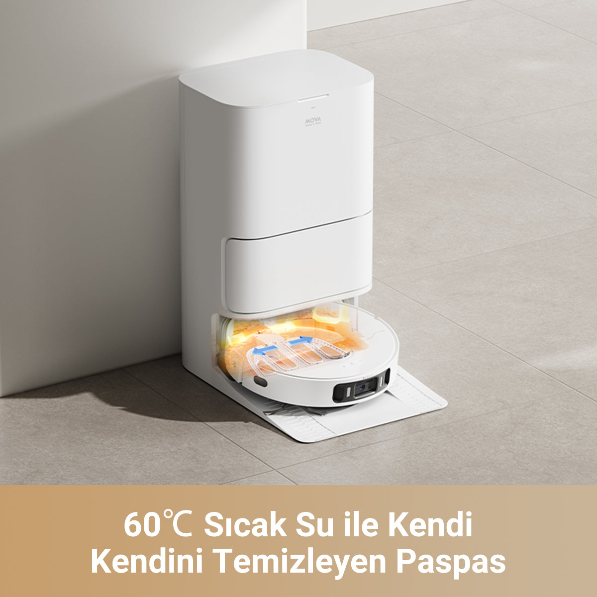 60°C sıcak suyla kendi kendini temizleyen paspas özelliği