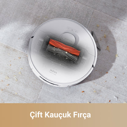 Çift kauçuk fırçaya sahip iç mekanizma görünümü