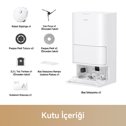 MOVA E40 Ultra robot süpürge kutu içerikleri tanıtım görseli